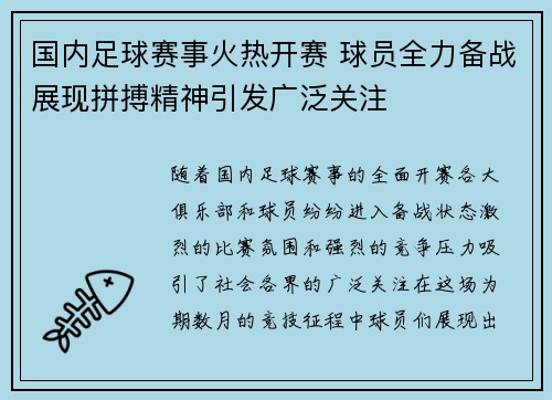 国内足球赛事火热开赛 球员全力备战展现拼搏精神引发广泛关注